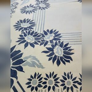 BLUE AND WHITE VINTAGE TABLECLOTH STAMPED